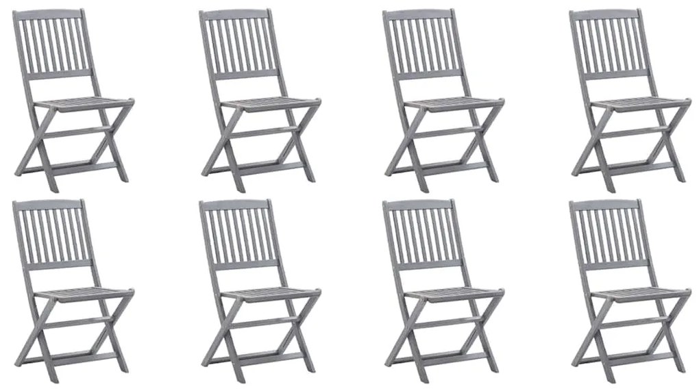 Cadeiras de exterior dobráveis 8pcs c/ almofadões acácia maciça