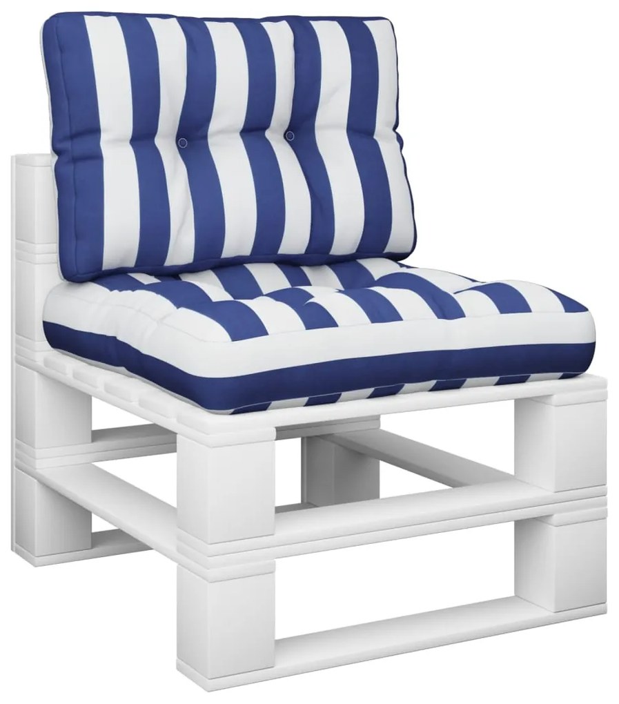 Almofadões p/ móveis de paletes 2 pcs tecido riscas azul/branco