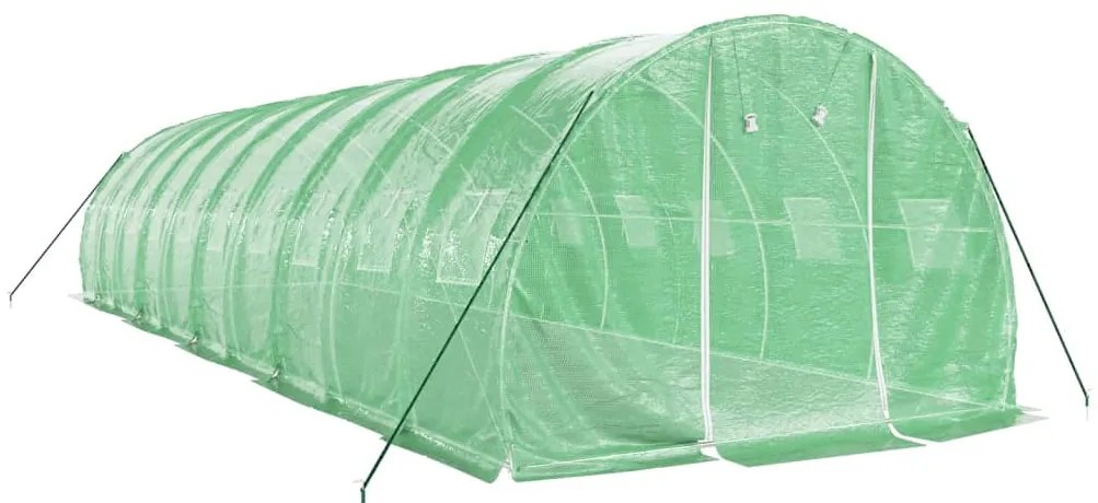 Estufa com estrutura de aço 30 m² 10x3x2 m verde