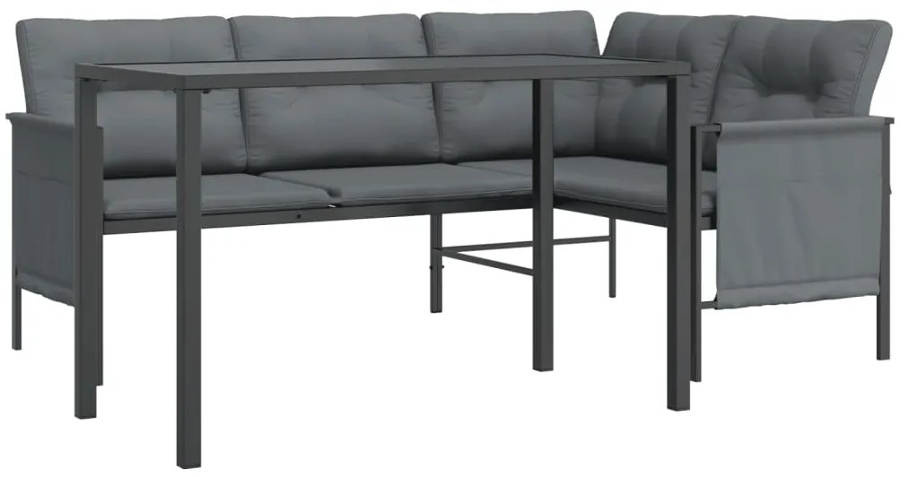 2 pcs conjunto de jantar para jardim aço antracite