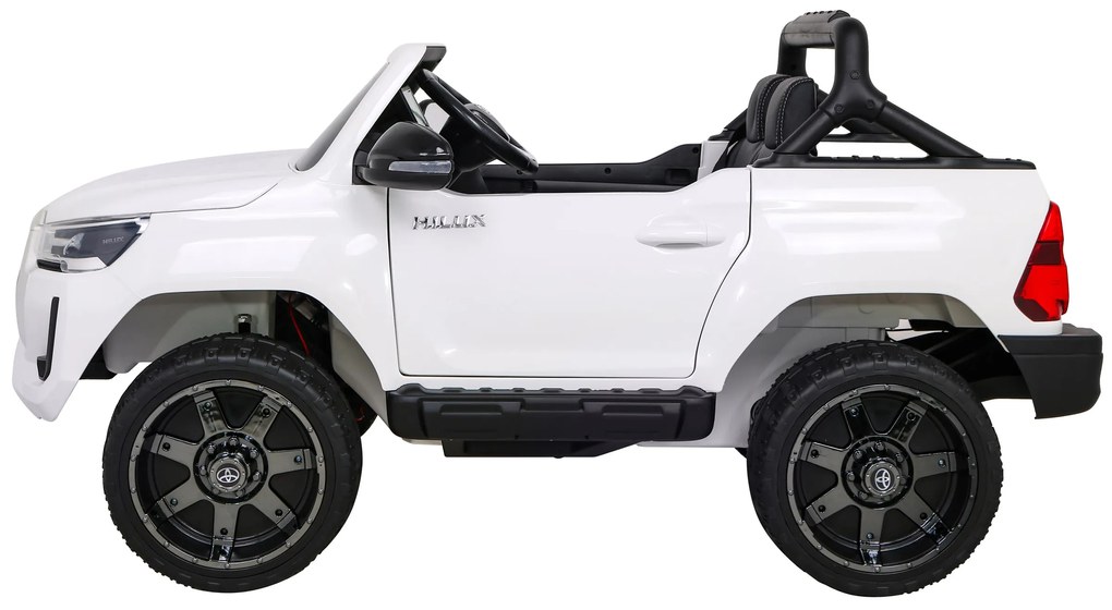 Carro elétrico para Crianças Toyota Hilux 12V 4x4 Rodas Espuma EVA, Assento couro ecológico Branco