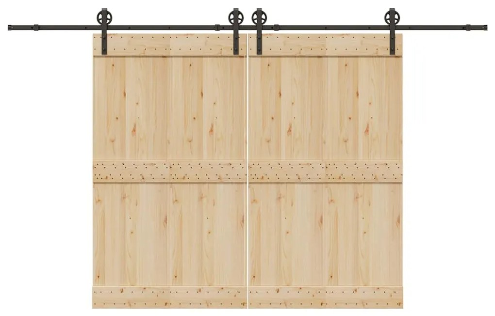 Kit de ferragens para porta deslizante 366 cm aço preto