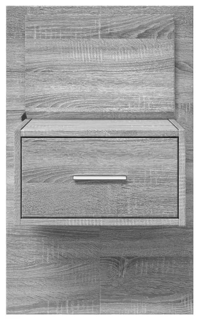 Mesa de cabeceira de parede com luzes LED cinzento sonoma