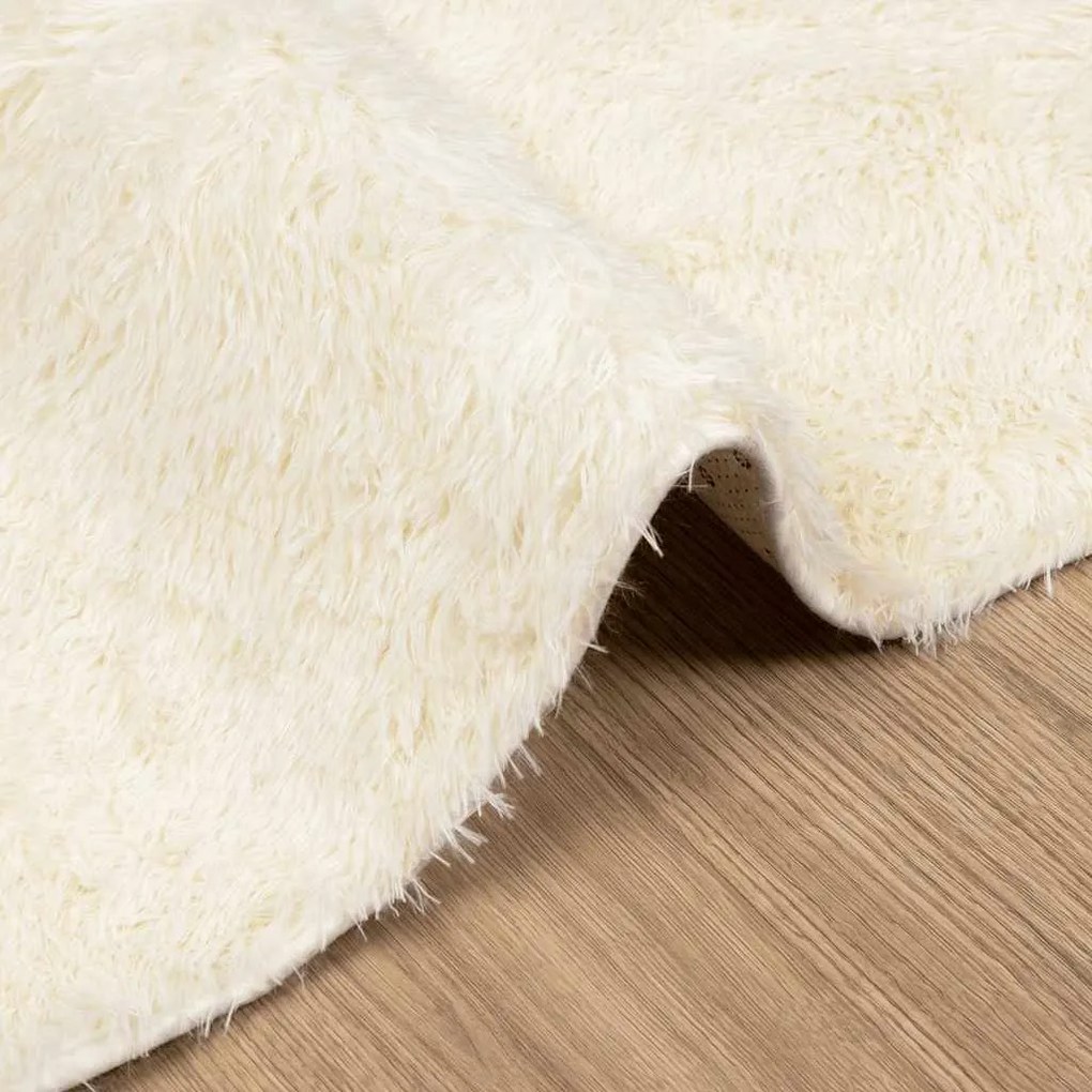 Tapete shaggy de pelo alto NAVARRA 160x230 cm poliéster creme