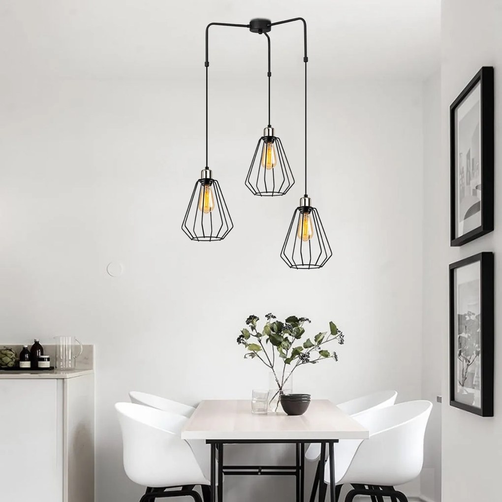 Candeeiro de Teto Kese – Preto – Diâmetro 68 cm, Altura 100 cm