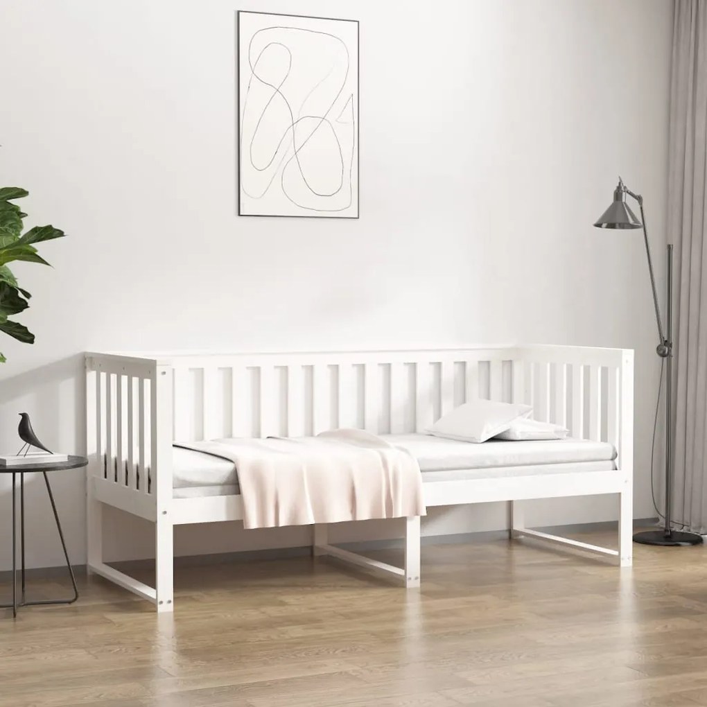 vidaXL Sofá-cama sem colchão 80x200 cm madeira de pinho maciça branco