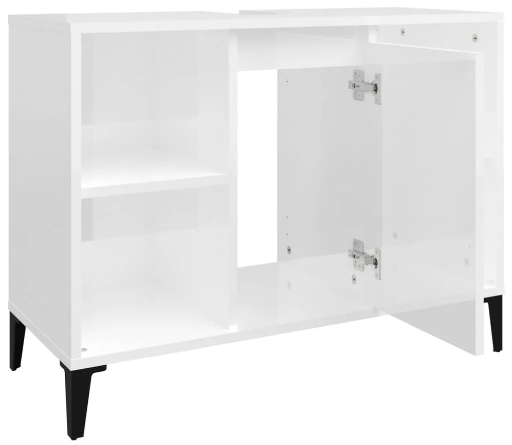 Móvel p/ lavatório 80x33x60 cm deriv. madeira branco brilhante