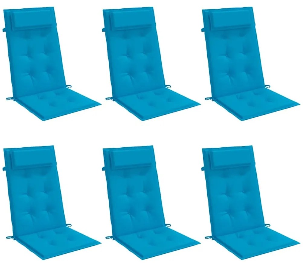 Almofadões cadeira encosto alto 6 pcs tecido oxford azul-claro