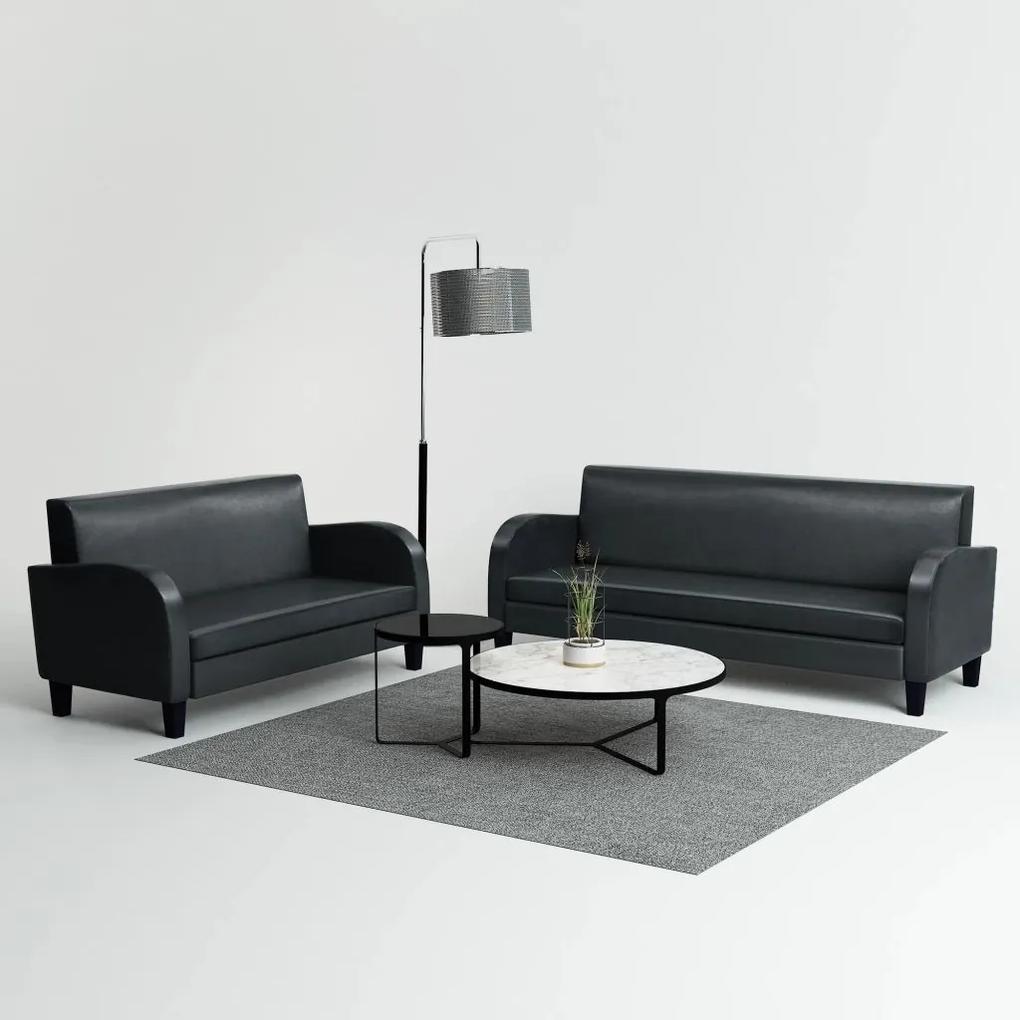 Conjunto de sofás 2 pcs couro artificial preto