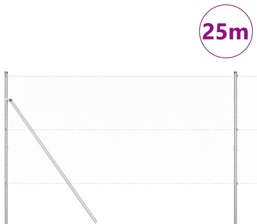 Conjunto de Cercas Conjunto de 2 Aço Galvanizado 25 m Durável