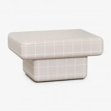 Mesa De Centro Retangular Para Jardim Em Cimento Com Aparência De Azulejo Eleonor 70 X 50 Cm & Tapioca Bege - Sklum