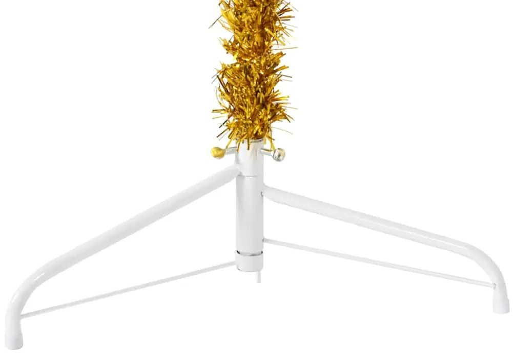Meia árvore de Natal fina com suporte 210 cm dourado