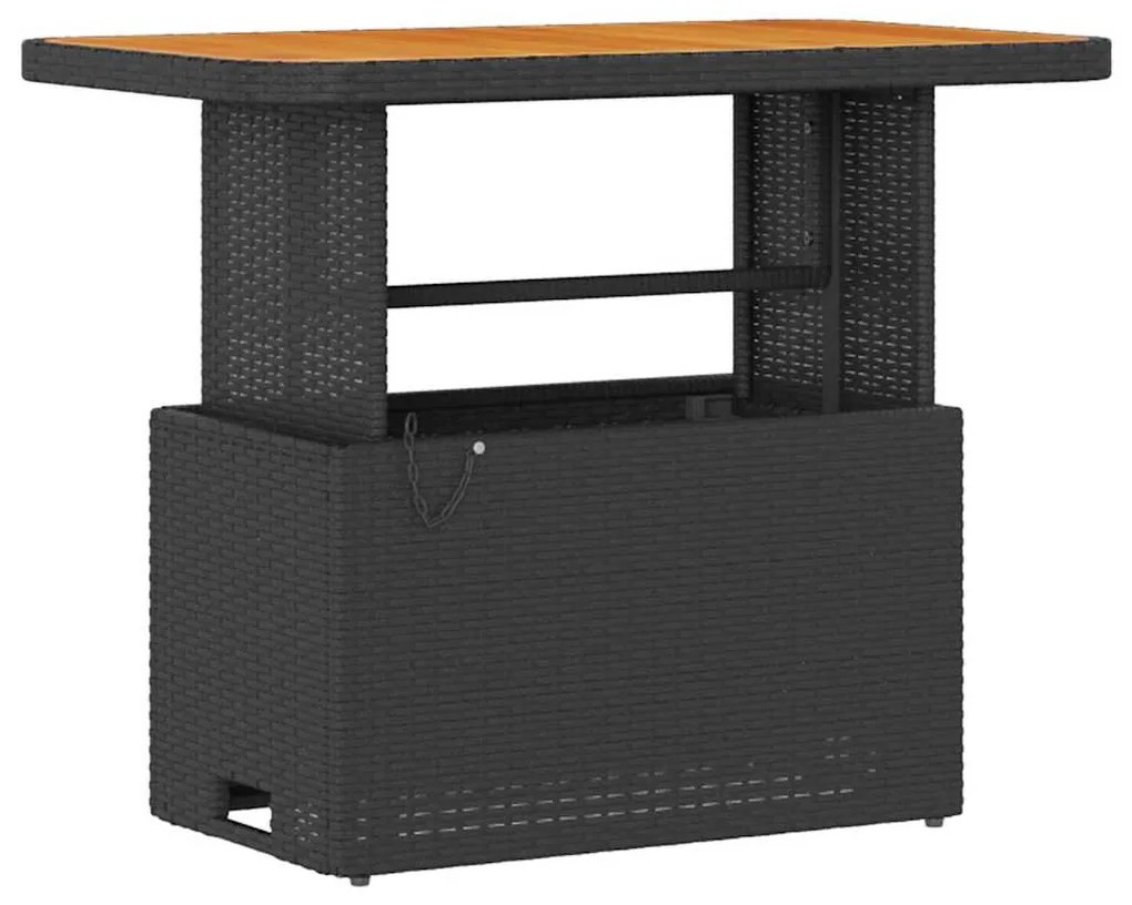 Conjunto de Jantar de Jardim com 3 Peças e Almofadas Preto Vime Rattan