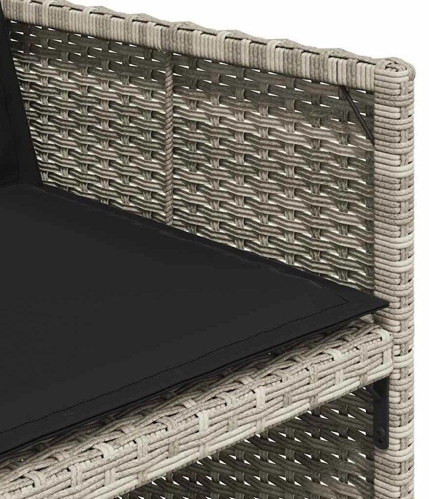 13 pcs conj. jantar jardim c/ almofadões vime PE cinzento-claro