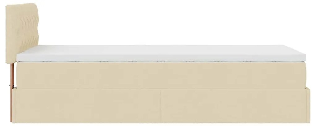 Cama otomana com colchão 100x200 cm tecido creme