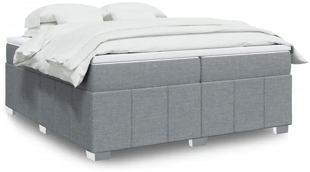 Cama com molas/colchão 200x200 cm tecido cinza-claro