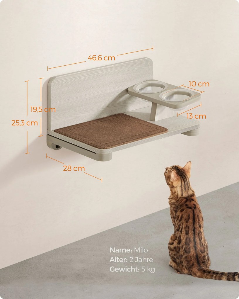 Estação de alimentação para gatos para montagem na parede Coleção Clickat Kollektion Nr. 009