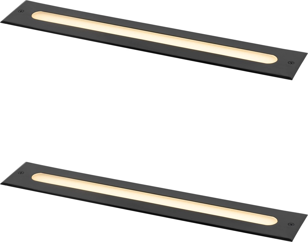 Conjunto de 2 focos de chão modernos pretos 50 cm incl. LED IP65 - Eline