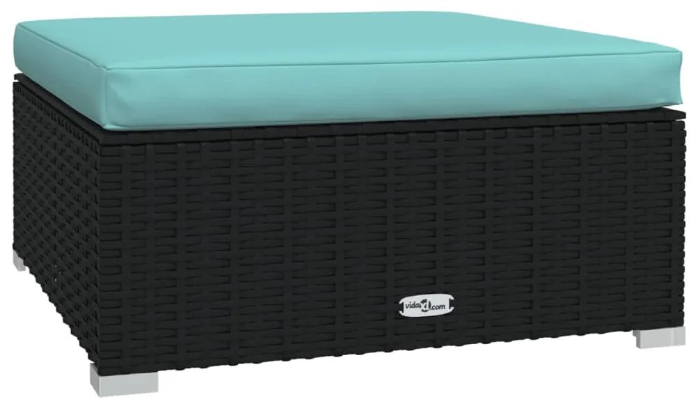9 pcs conjunto lounge de jardim c/ almofadões vime PE preto