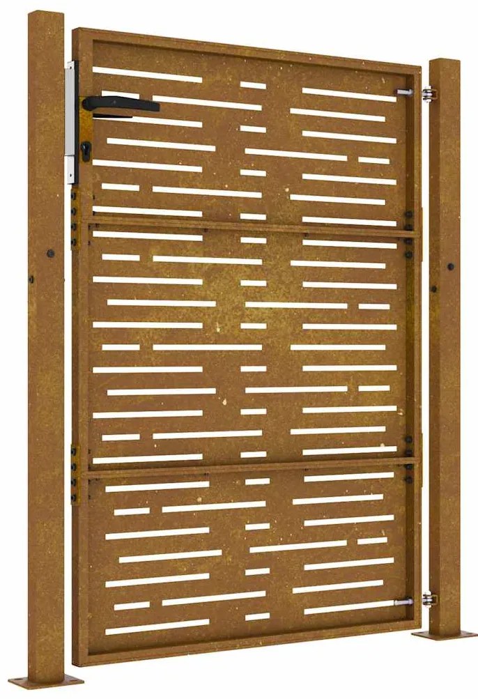 Portão de jardim 105x130 cm aço corten design quadrados