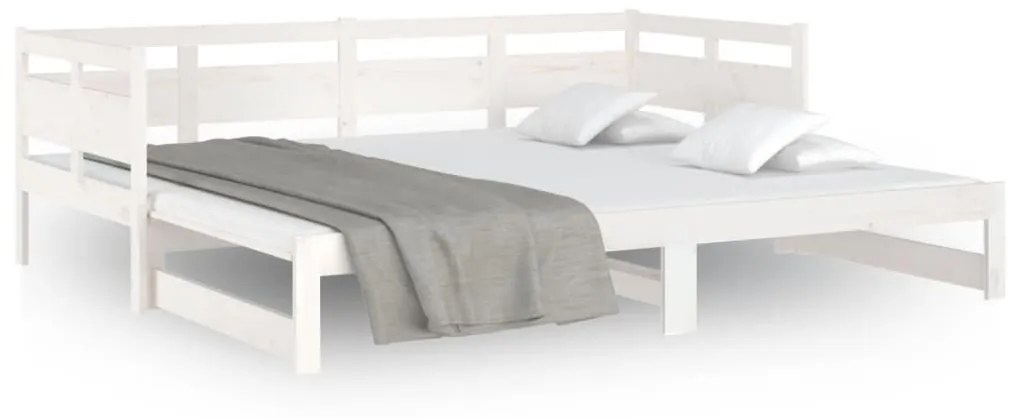 Estrutura sofá-cama de puxar pinho maciço branco 2x(90x190) cm