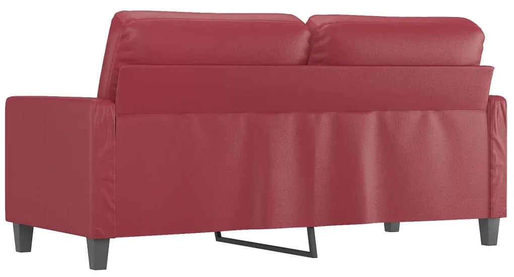 Sofá de 2 lugares 140 cm couro artificial vermelho tinto