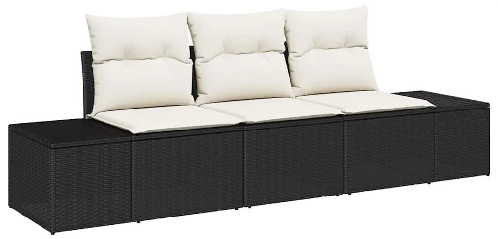Conjunto de Sofá de Jardim de 3 Peças com Almofadas em Rattan Sintétic