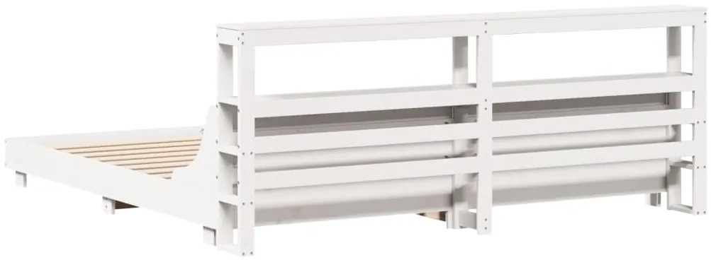 Cama sem colchão 200x200 cm madeira de pinho maciça branco