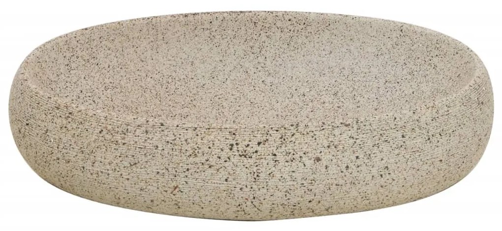 Lavatório de bancada oval 59x40x15 cm cerâmica cor de areia