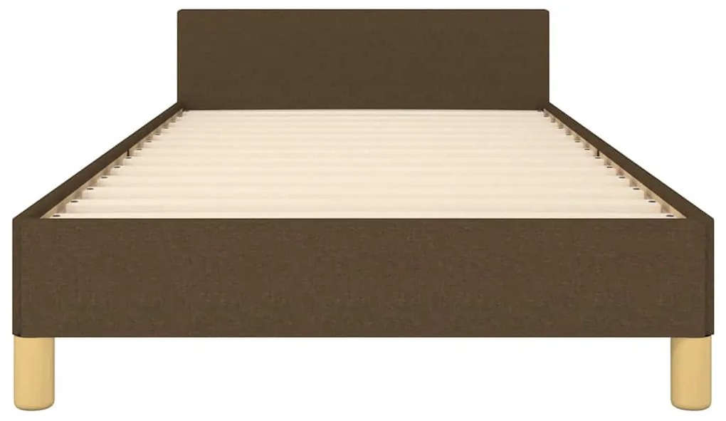 Estrutura de cama sem colchão 100x200 cm tecido castanho-escuro