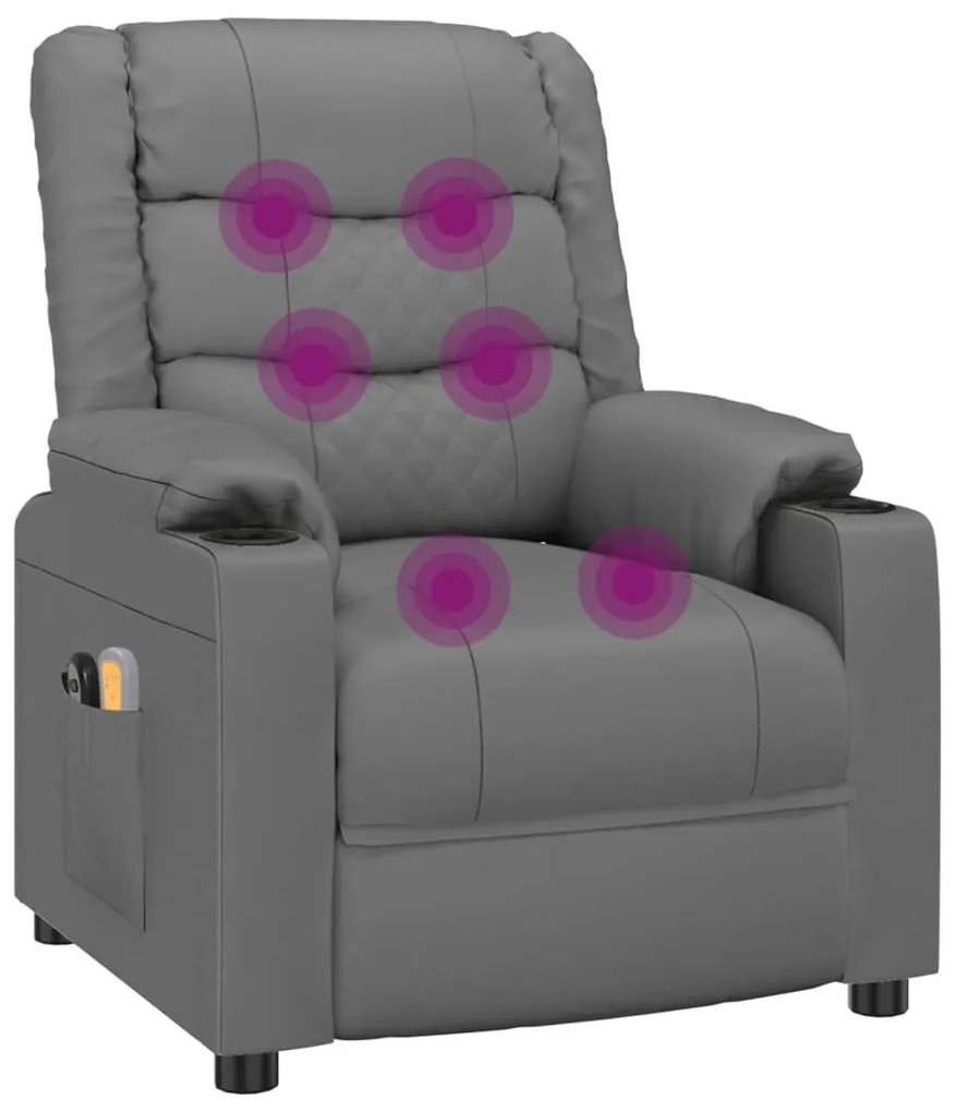 Poltrona de massagens elétrica couro artificial cinzento