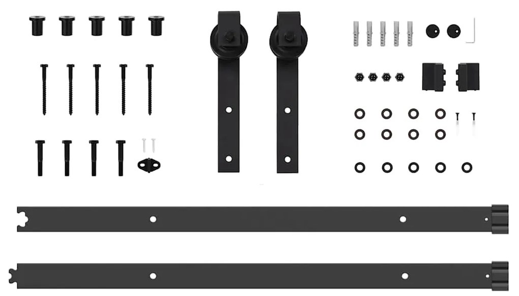 Kit de ferragens para porta deslizante 152,5 cm aço preto
