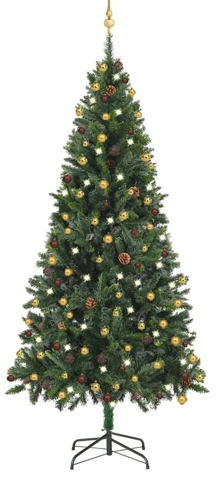 vidaXL Árvore Natal artificial pré-iluminada c/ bolas 210 cm verde