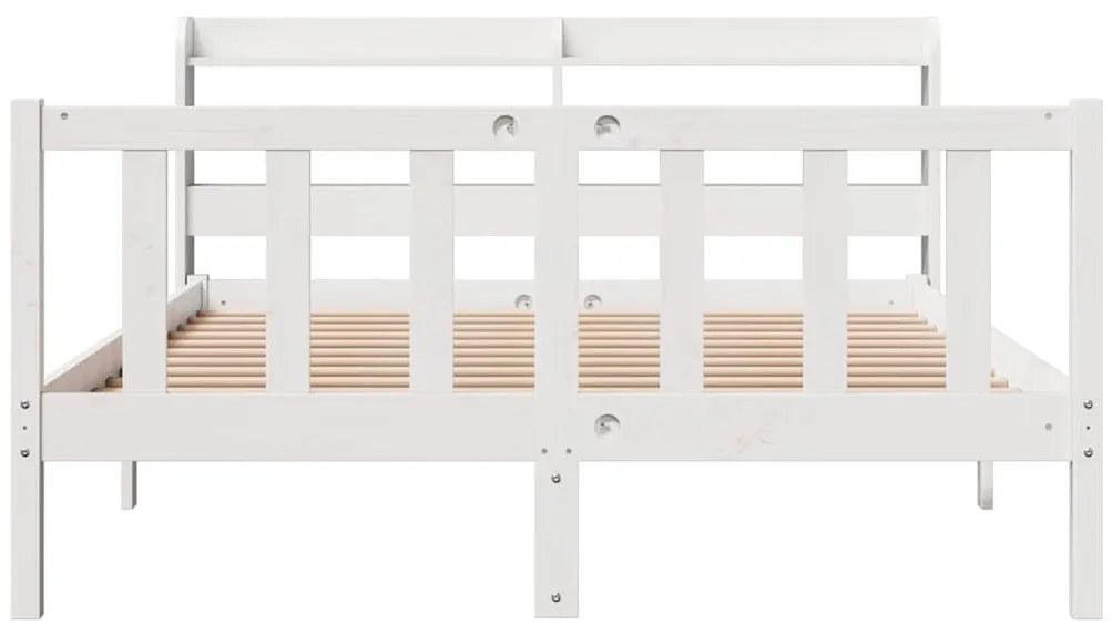 Cama sem colchão 140x190 cm madeira de pinho maciça branco