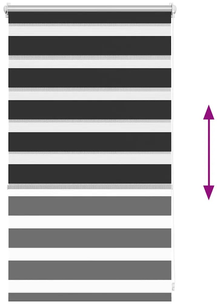 Estore de rolo 50 x 100 cm, linhas de zebra / Preto