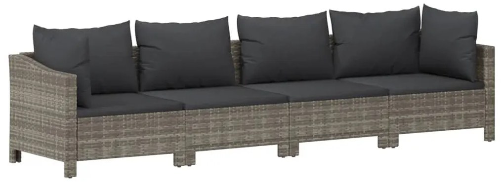 10 pcs conjunto lounge de jardim c/ almofadões vime PE cinzento