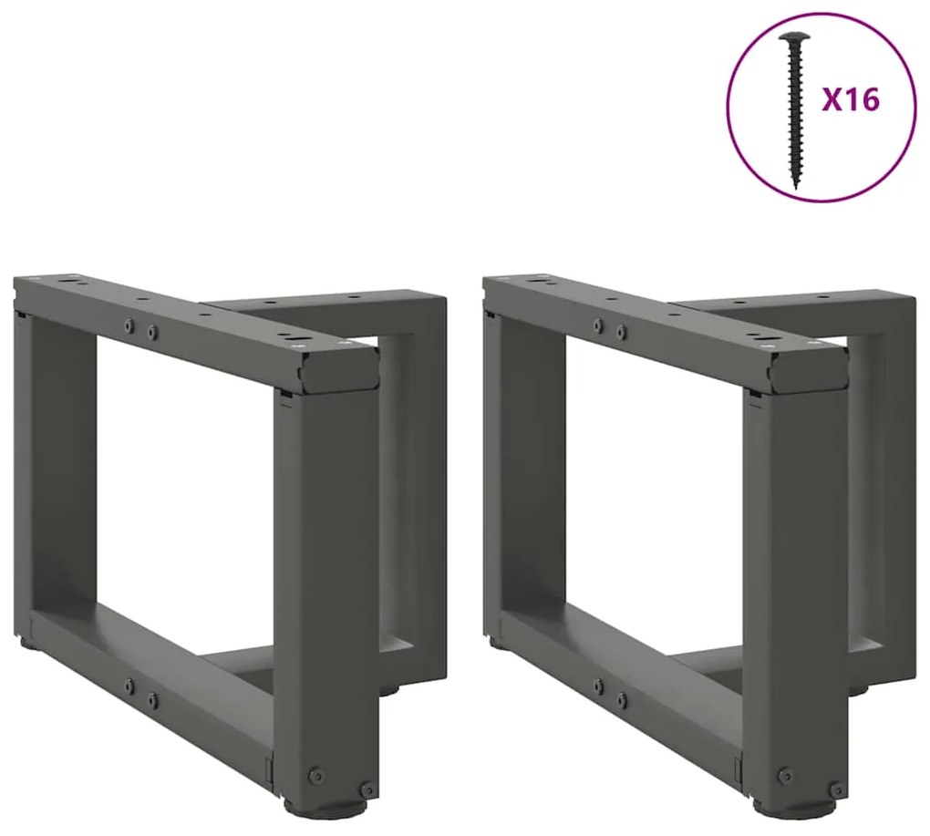 Pés para mesa de centro em forma de T, 2 peças, antracite, 50x25x(30-3