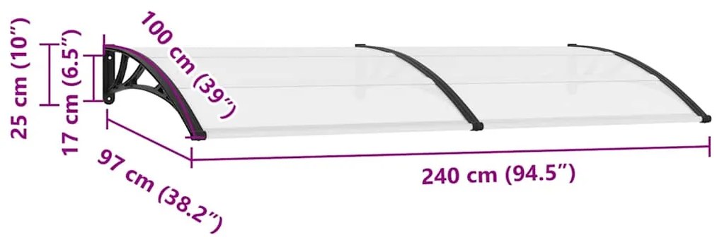 Toldo de porta 240x100 cm PC