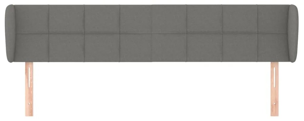Cabeceira de cama c/ abas tecido 163x23x78/88cm cinzento-escuro