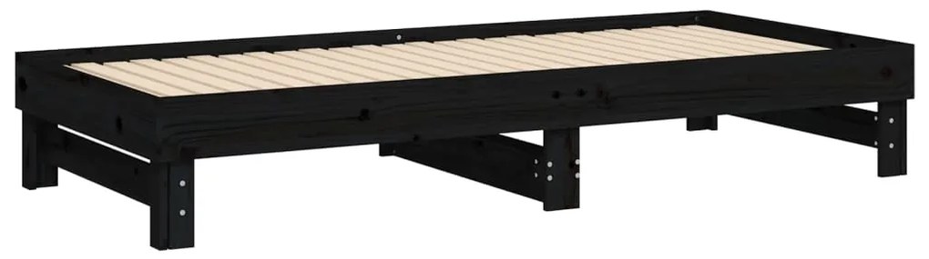 Sofá-cama de puxar 2x(90x200) cm pinho maciço preto