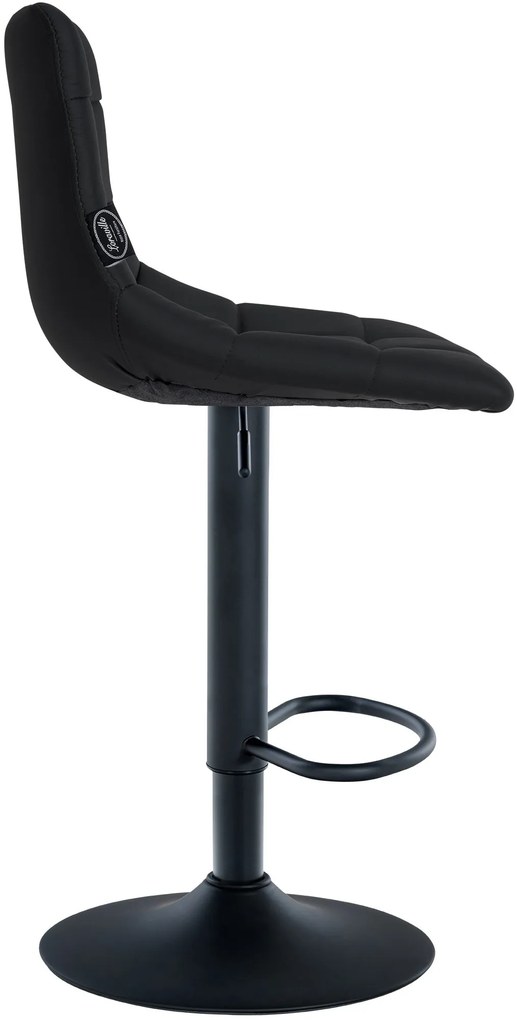 Banco de bar Jerry em couro sintético com estrutura preta 87-108,5 x 43 x 46,5 cm Preto