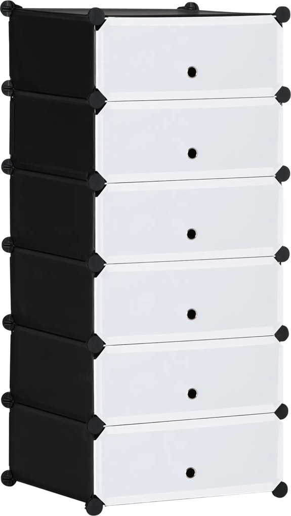 HOMCOM Armário de sapatos modular organizador de sapatos móvel de arrumação com 6 cubos retangulares empilhável em | Aosom Portugal