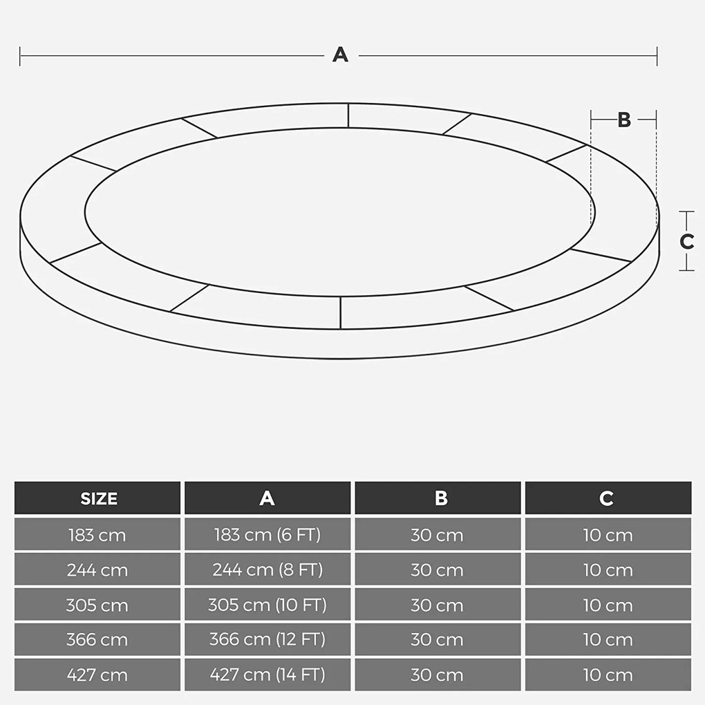 Rede de segurança para trampolins e cobertura dos bordos Ø 366 cm (TRAMPOLIM NÃO INCLUIDO) Azul