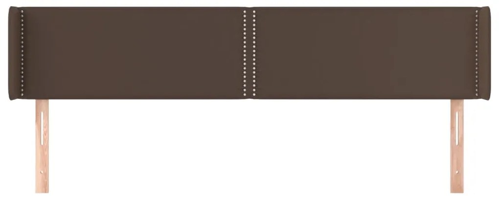 Cabeceira cama c/ abas couro artificial 183x16x78/88cm castanho