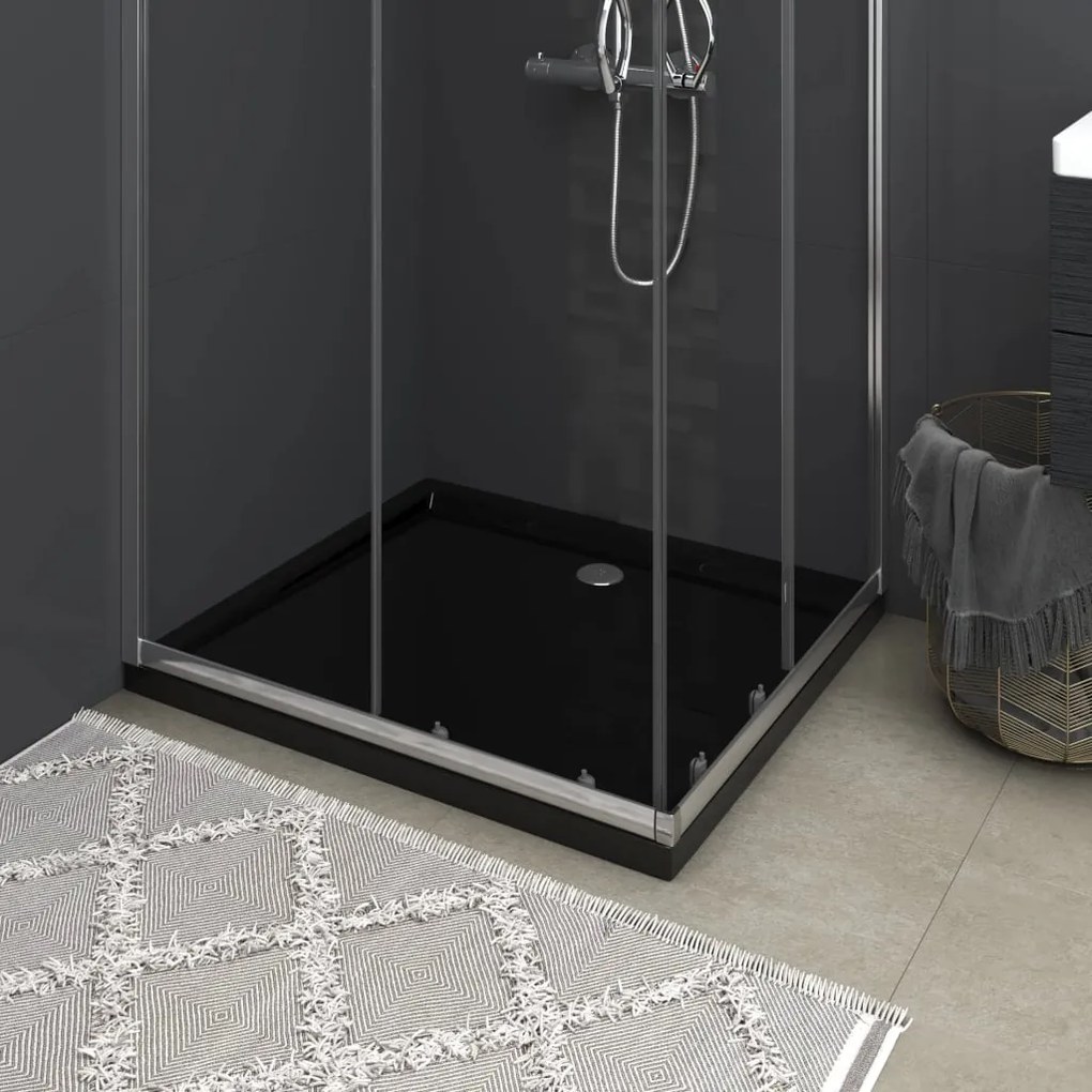 148917 vidaXL Base de chuveiro retangular 80x90 cm ABS preto
