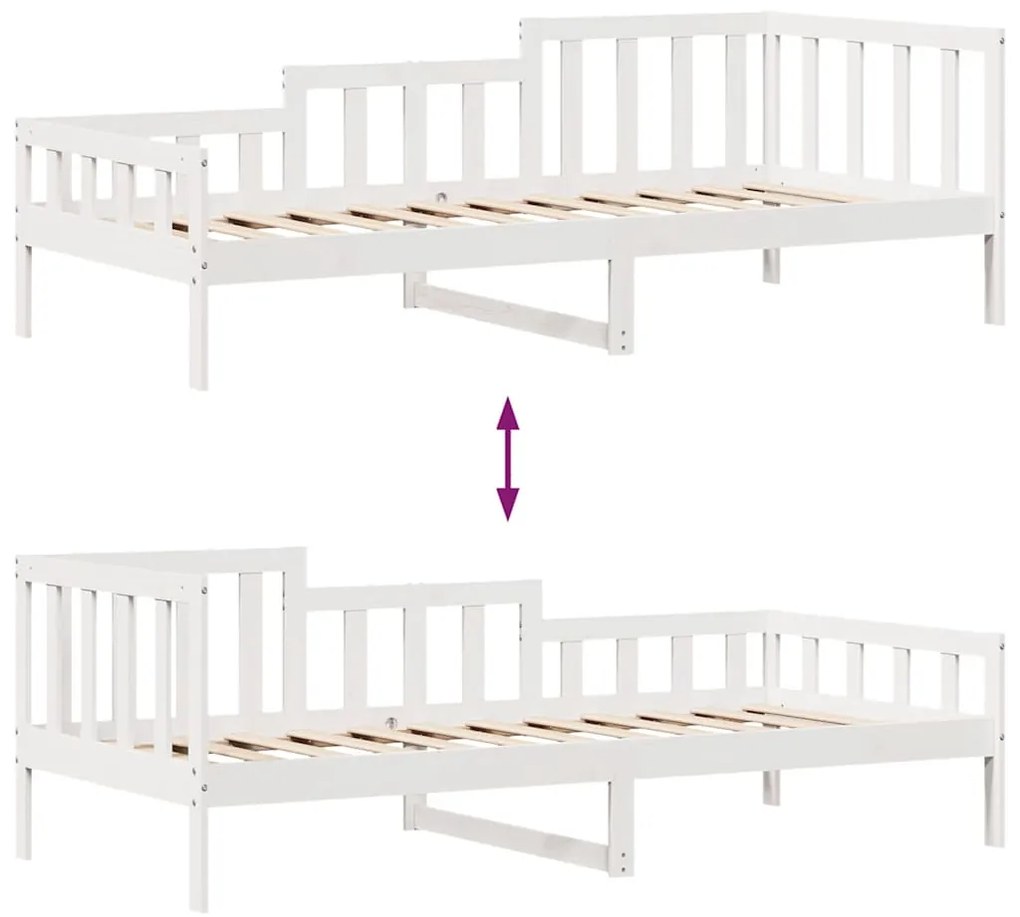 Sofá-cama com gavetas 80x200 cm madeira de pinho maciça