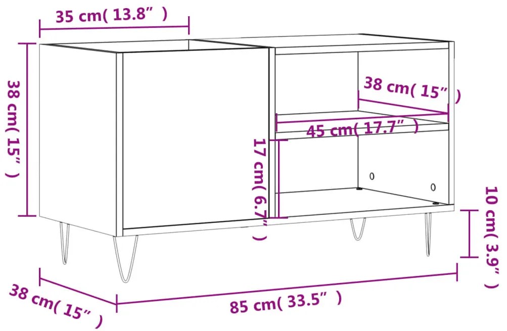 Armário p/ discos 85x38x48 cm derivados madeira cinzento sonoma