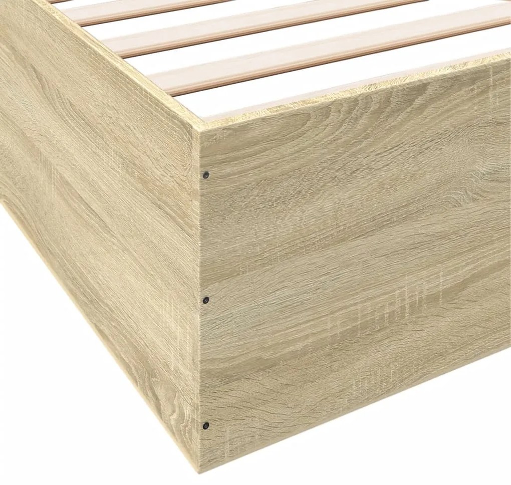 Estrutura de cama 200x200 cm derivados madeira carvalho sonoma