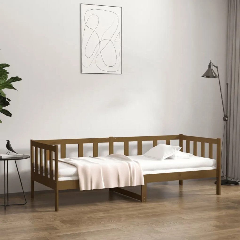 814647 vidaXL Sofá-cama 90x190 cm madeira de pinho maciça castanho mel
