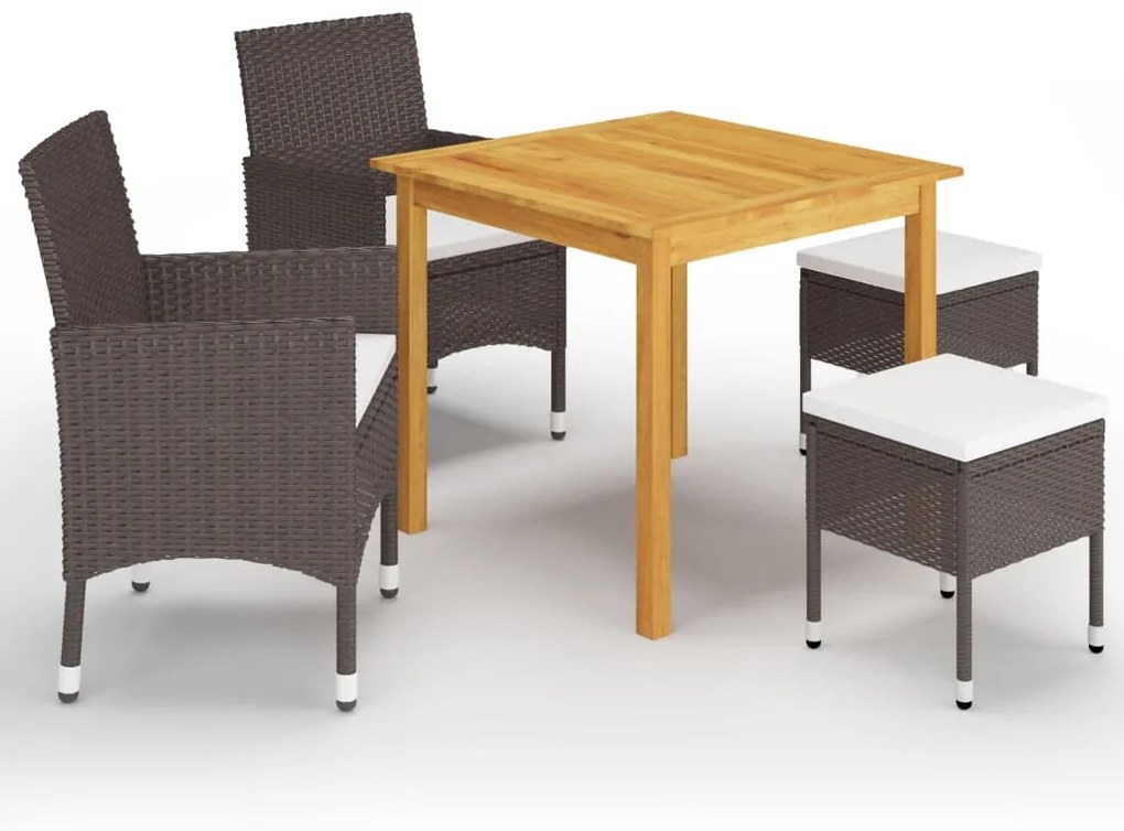 vidaXL 5 pcs conjunto de jantar para jardim castanho